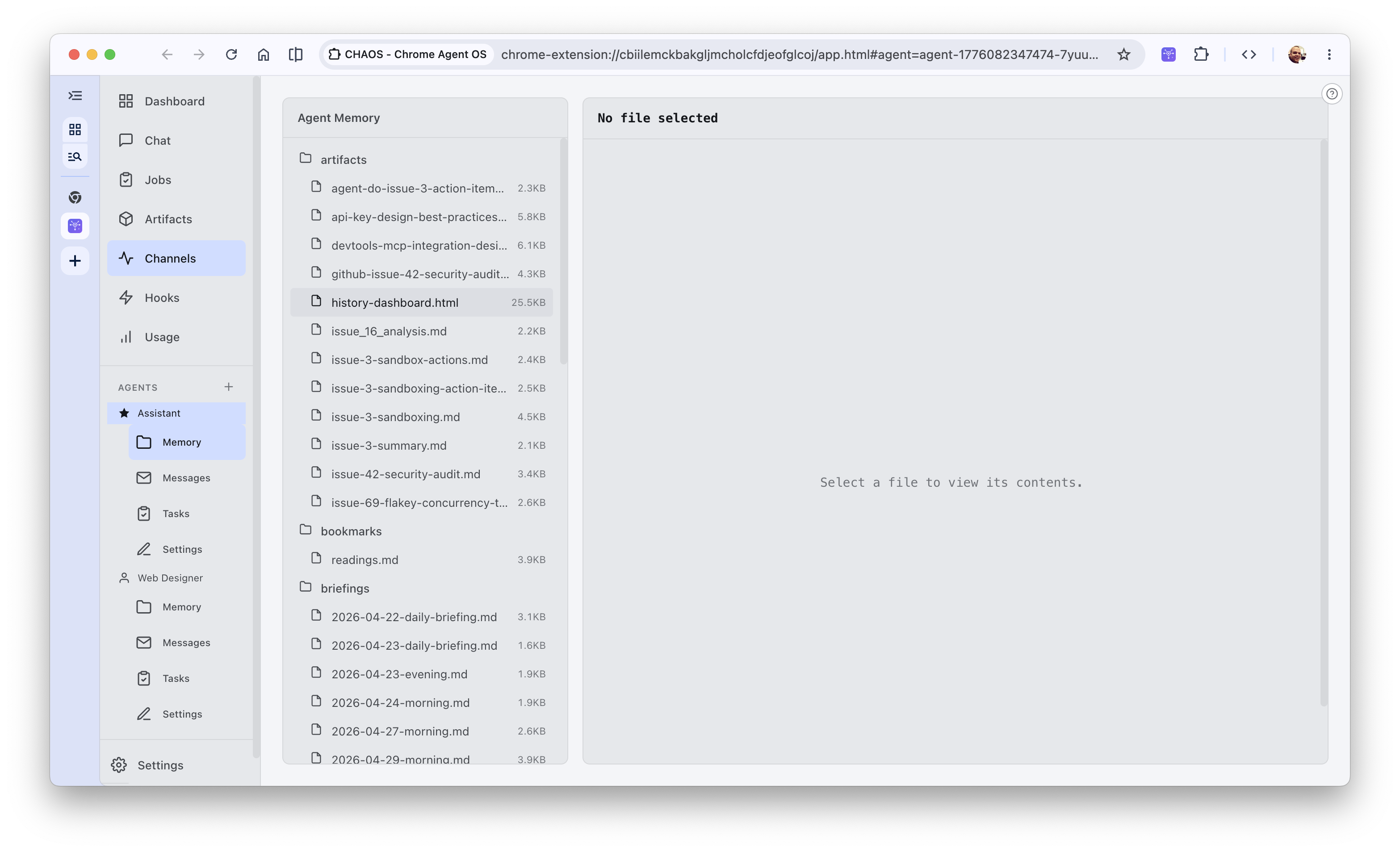 Deep dive into the Agent's Memory structure using the Origin Private File System explorer