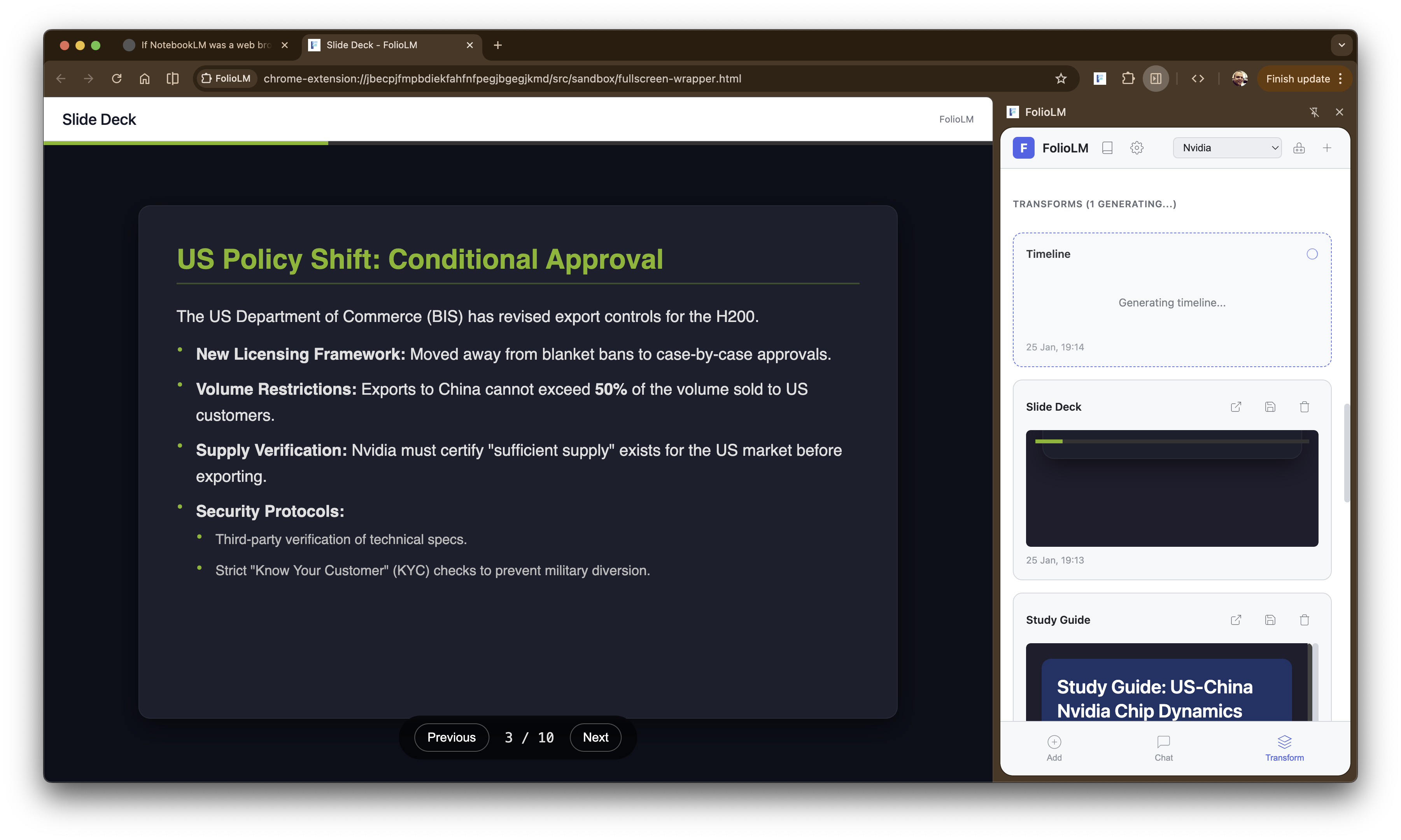 FolioLM slide deck transformation