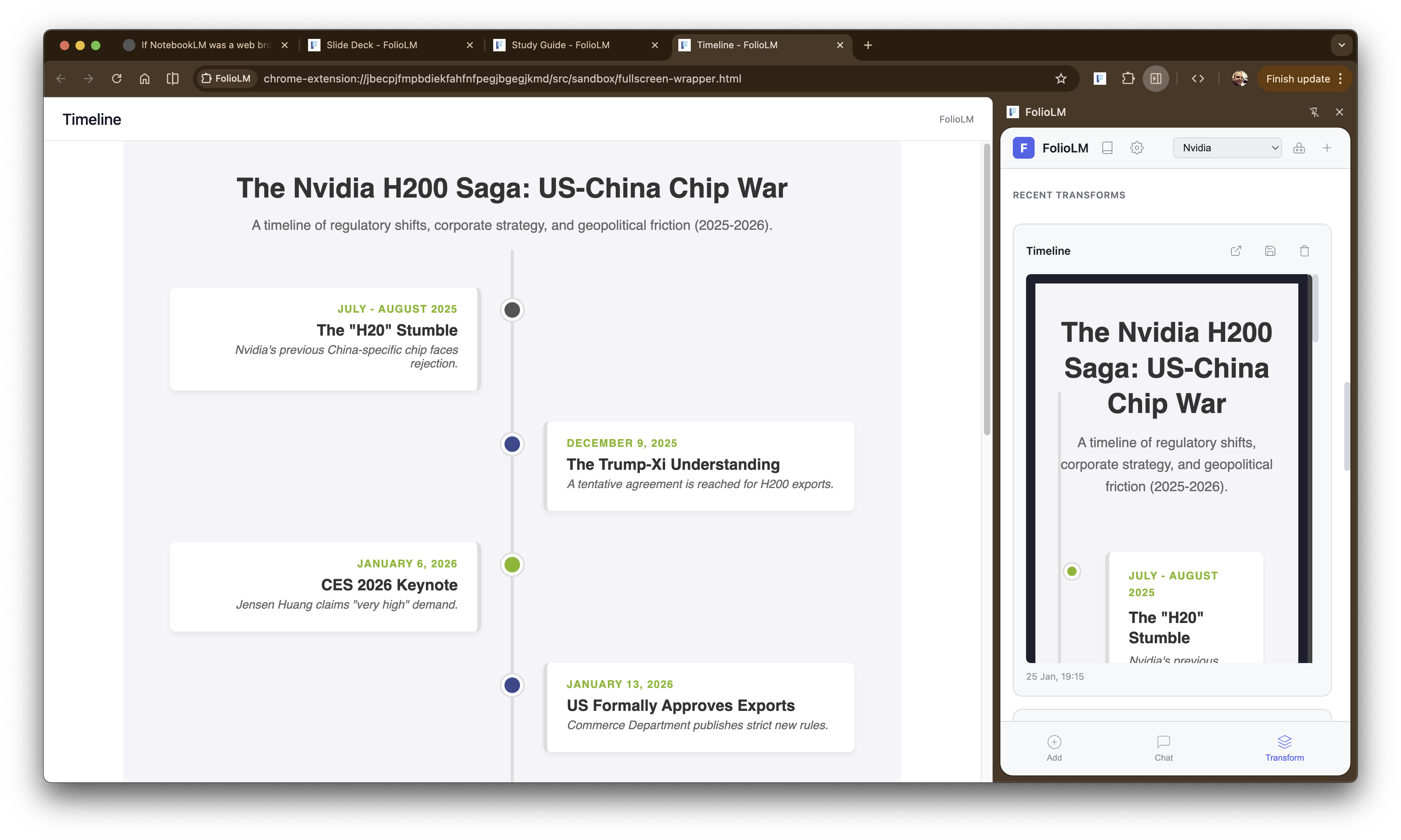 FolioLM timeline transformation
